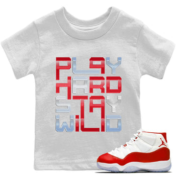 Jordan 11 Cherry Sneaker Match Tees Play Hard Sneaker Tees Jordan 11 Cherry Sneaker Release Tees Kids Shirts
