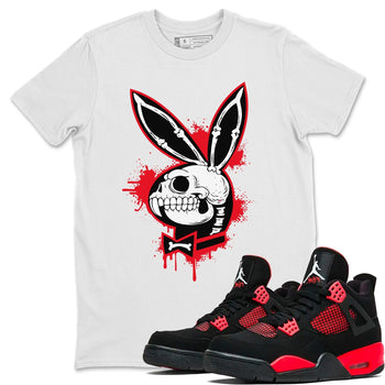 Jordan 4 Red Thunder unique Halloween sneaker tee Playskull Sneaker Tees Jordan 4 Red Thunder Sneaker Release Tees Unisex Shirts