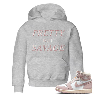AJ1 Retro High OG Washed Pink Sneaker Match Tees Pretty But Savage Sneaker Tees AJ1 Retro High OG Washed Pink Sneaker Release Tees Kids Shirts Heather Grey 1