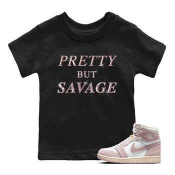 AJ1 Retro High OG Washed Pink Sneaker Match Tees Pretty But Savage Sneaker Tees AJ1 Retro High OG Washed Pink Sneaker Release Tees Kids Shirts Black 1