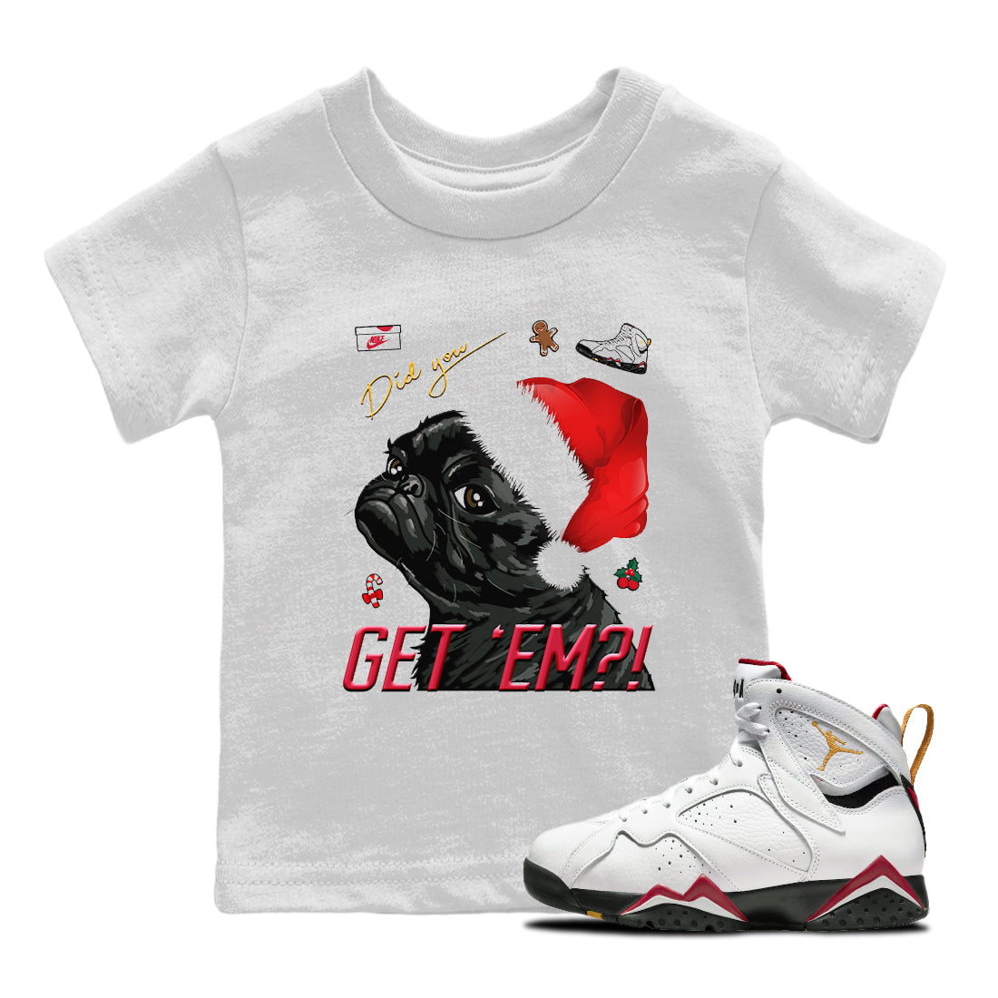 Jordan 7 Cardinal Sneaker Match Tees Pug Get Em Sneaker Tees Jordan 7 Cardinal Sneaker Release Tees Kids Shirts