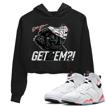 Air Jordan 7 White Infrared shirt to match jordans Pug Get Em sneaker tees White Infrared 7s SNRT Sneaker Release Tees Black 1 Crop T-Shirt