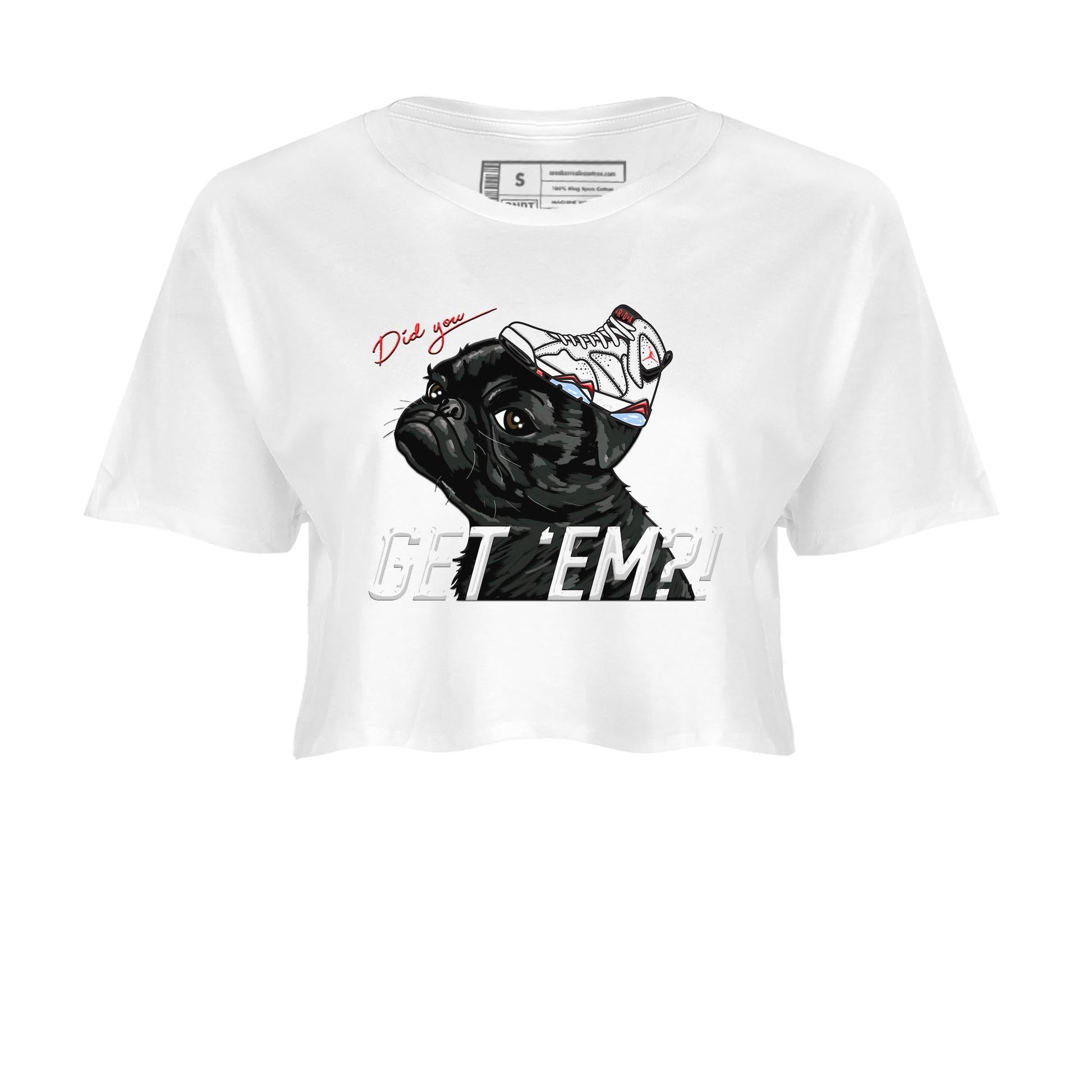 Air Jordan 7 White Infrared shirt to match jordans Pug Get Em sneaker tees White Infrared 7s SNRT Sneaker Release Tees White 2 Crop T-Shirt