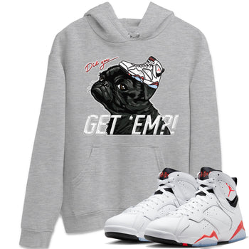 Air Jordan 7 White Infrared shirt to match jordans Pug Get Em sneaker tees White Infrared 7s SNRT Sneaker Release Tees Unisex Heather Grey 1 T-Shirt