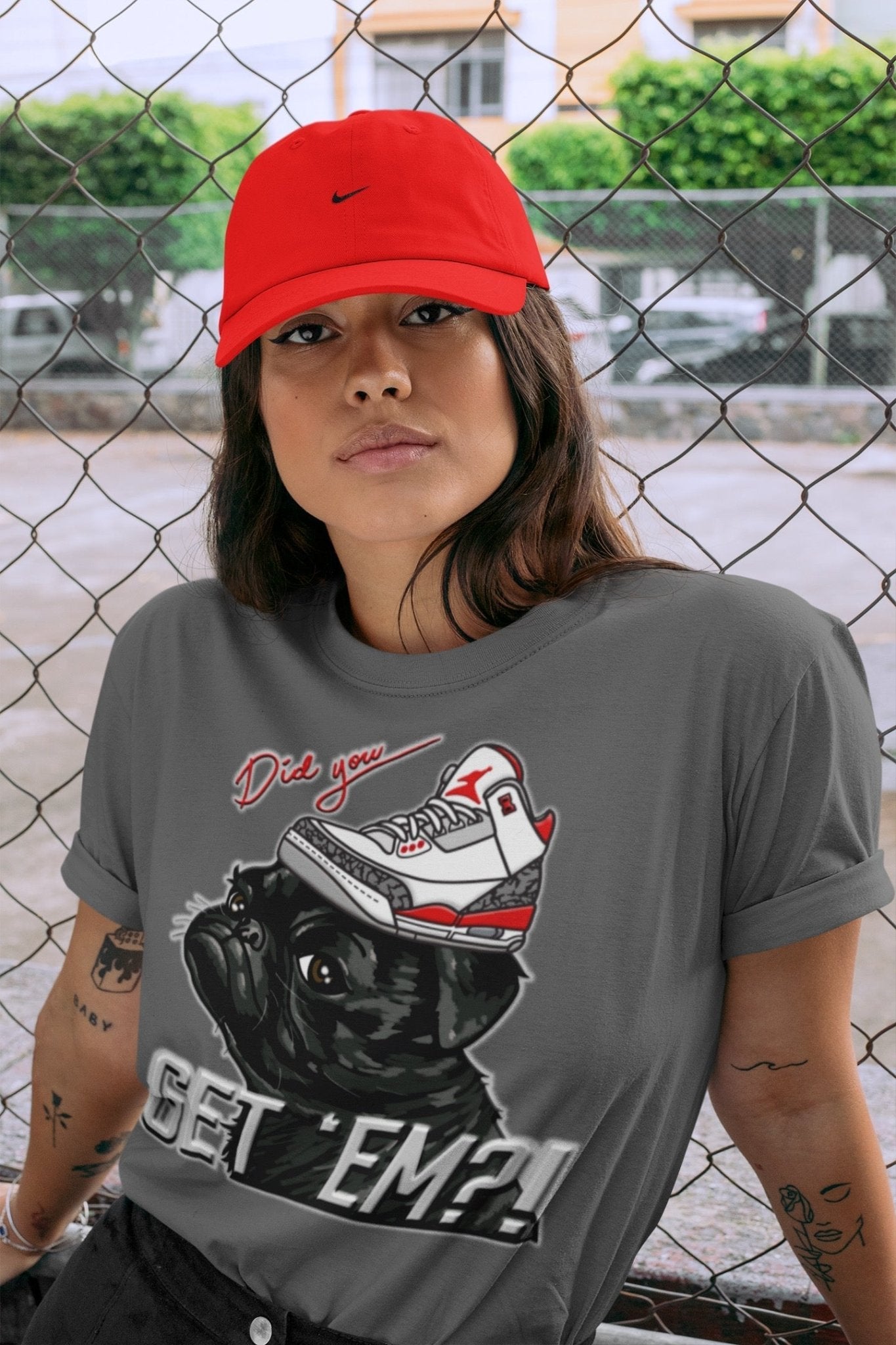 Jordan 3 Fire Red Sneaker Match Tees Pug Get Em Sneaker Tees Jordan 3 Fire Red Sneaker Release Tees Unisex Shirts