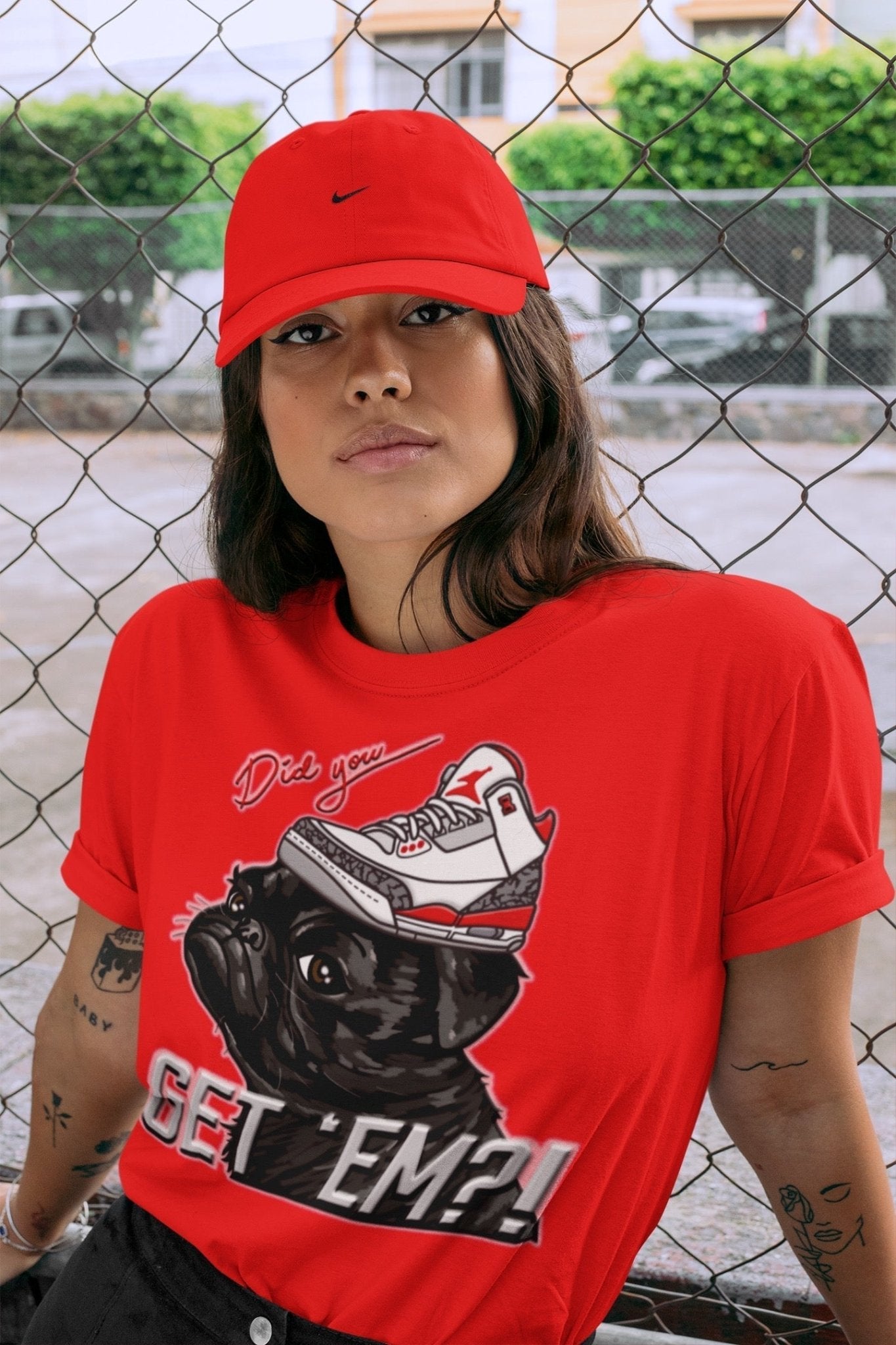Jordan 3 Fire Red Sneaker Match Tees Pug Get Em Sneaker Tees Jordan 3 Fire Red Sneaker Release Tees Unisex Shirts