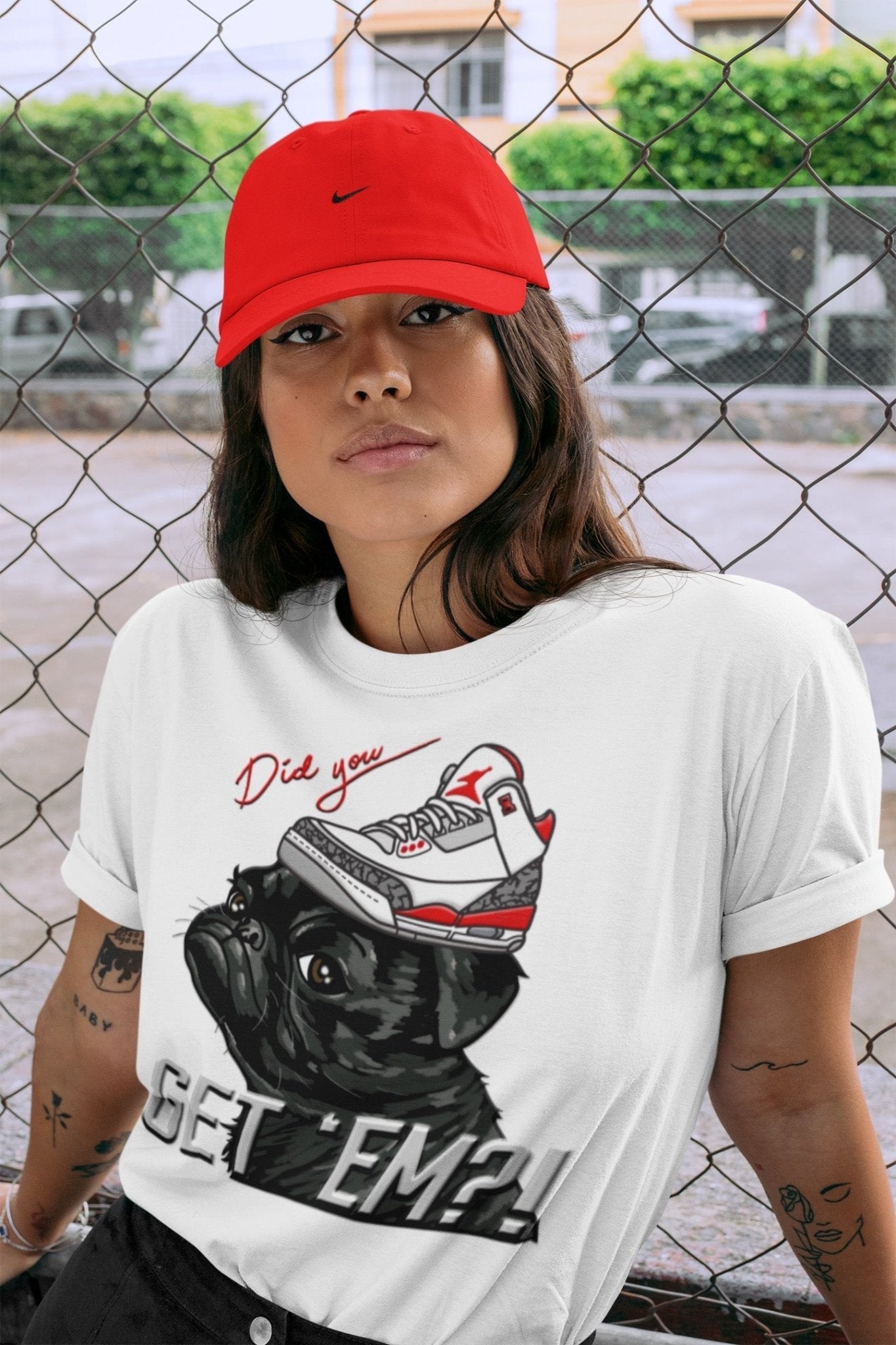 Jordan 3 Fire Red Sneaker Match Tees Pug Get Em Sneaker Tees Jordan 3 Fire Red Sneaker Release Tees Unisex Shirts