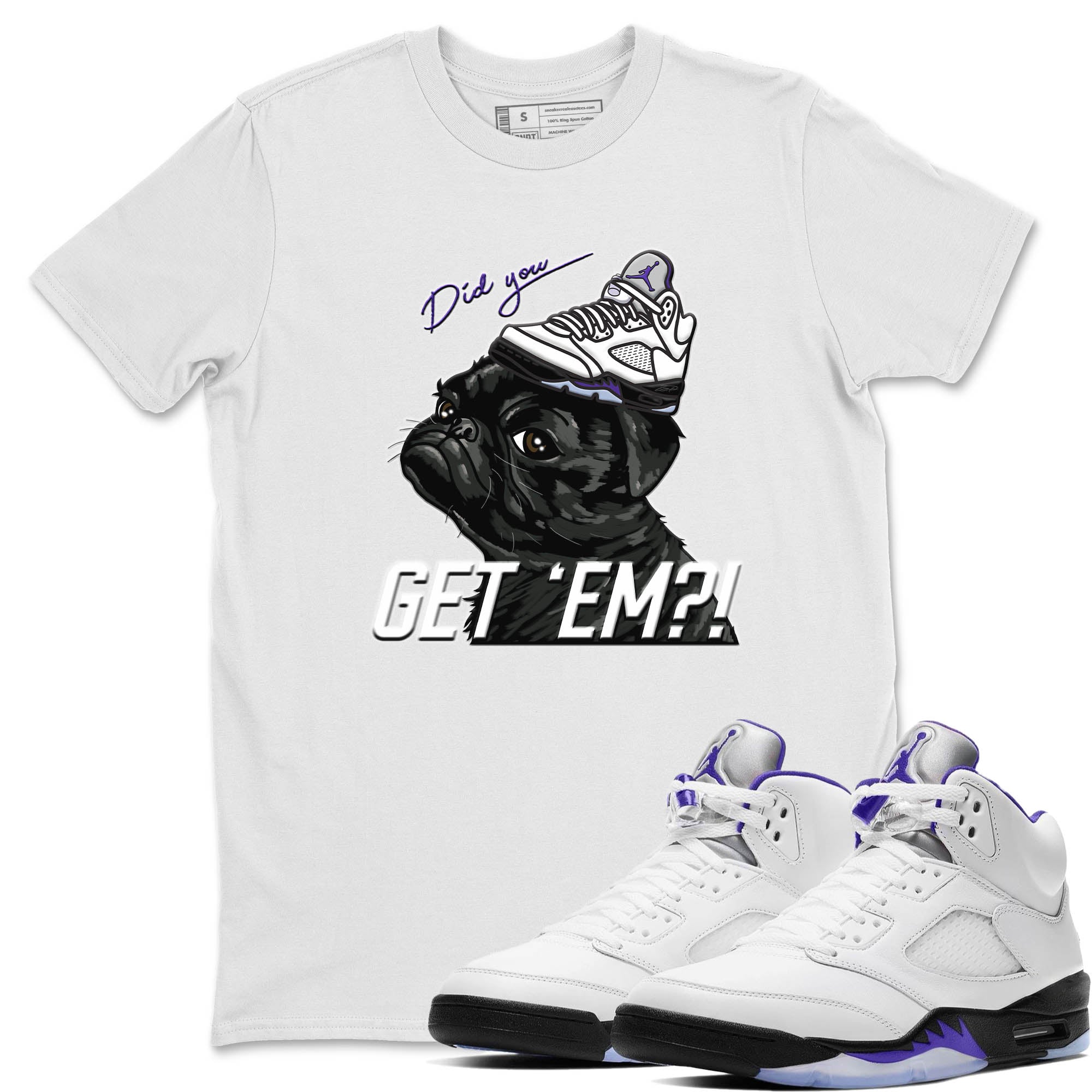 Jordan 5 Concord Sneaker Match Tees Pug Get Em Sneaker Tees Jordan 5 Concord Sneaker Release Tees Unisex Shirts
