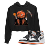 Jordan 1 Electro Orange unique Halloween sneaker tee Pumpkin Head Sneaker Tees Jordan 1 Electro Orange Sneaker Release Tees Women's Shirts
