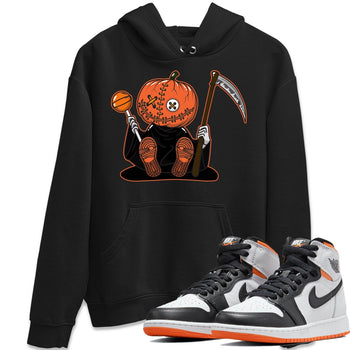 Jordan 1 Electro Orange unique Halloween sneaker tee Pumpkin Head Sneaker Tees Jordan 1 Electro Orange Sneaker Release Tees Unisex Shirts
