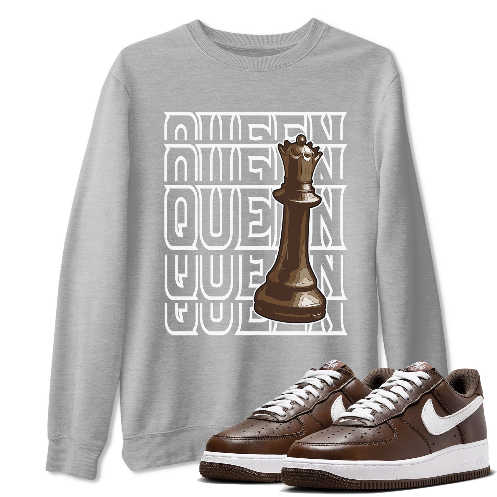 AF1 Chocolate shirt to match jordans Queen sneaker tees Air Force 1 Chocolate SNRT Sneaker Release Tees Cotton Sneaker Tee Heather Grey 1 T-Shirt