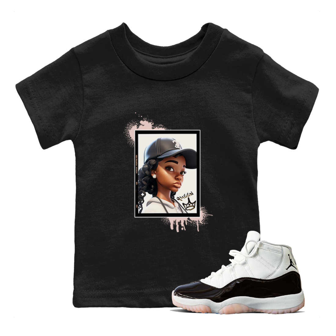 11s WMNS Neapolitan shirt to match jordans Queen sneaker tees Air Jordan 11 Neapolitan SNRT Sneaker Tees Sneaker Matching Shirt Baby Toddler Black 1 T-Shirt