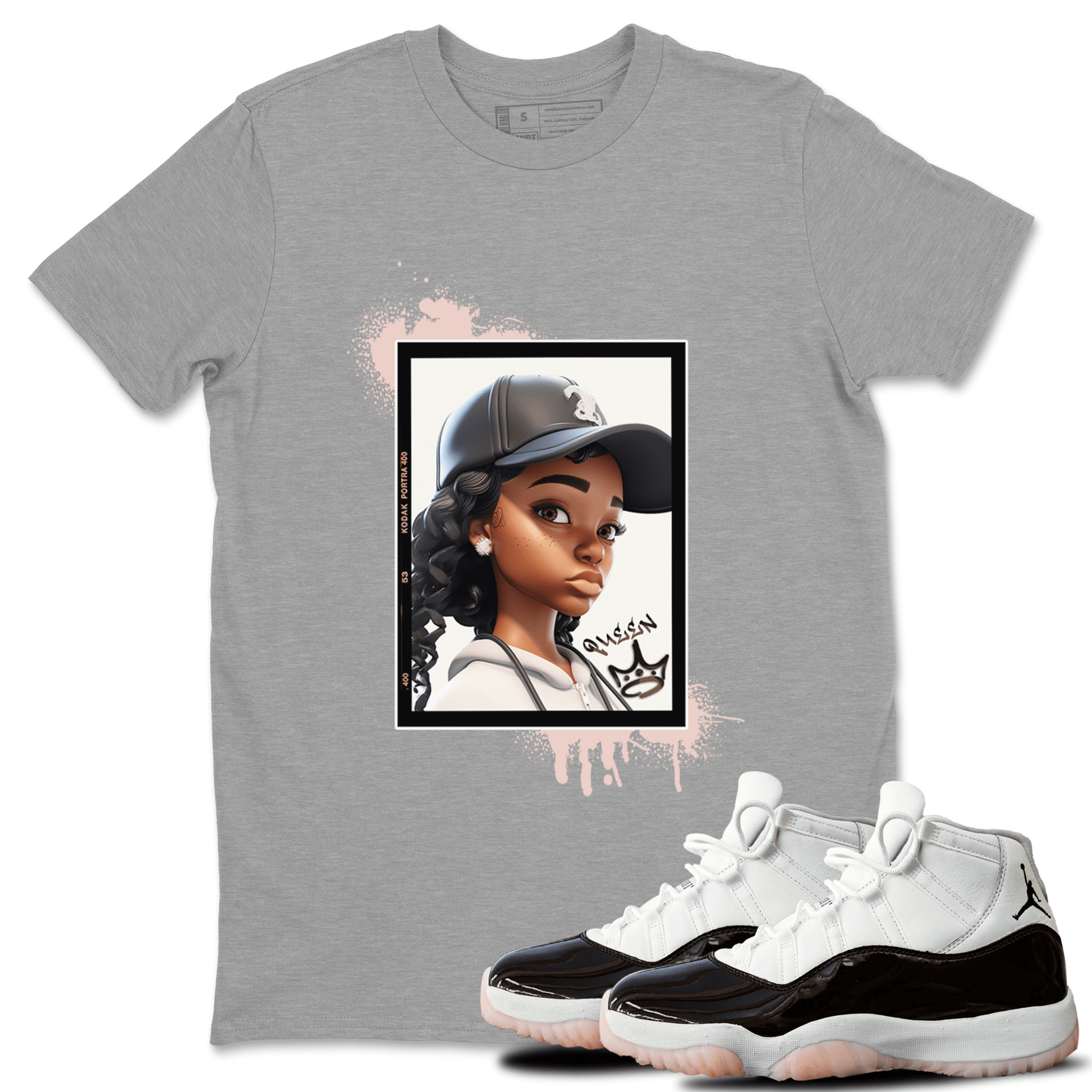 11s WMNS Neapolitan shirt to match jordans Queen sneaker tees Air Jordan 11 Neapolitan SNRT Sneaker Tees Sneaker Matching Shirt Unisex Heather Grey 1 T-Shirt