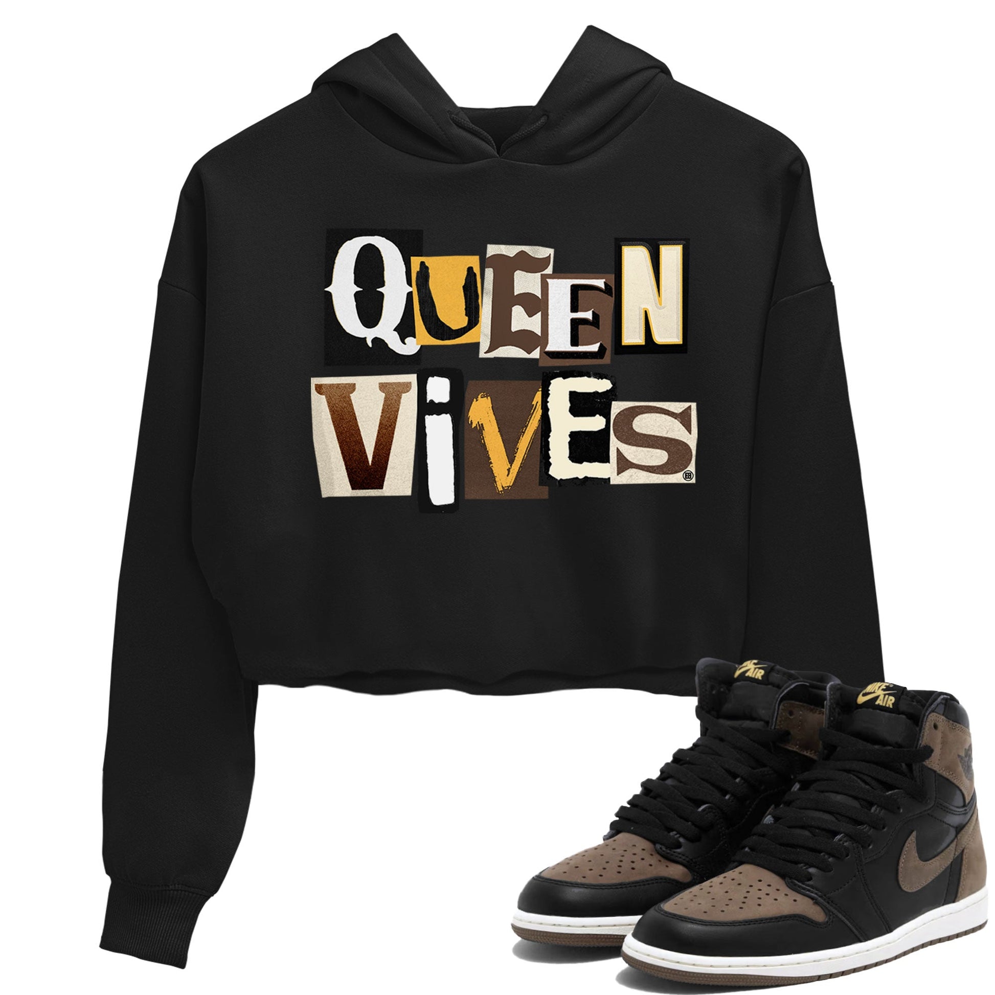Jordan 1s Palomino shirt to match jordans Queen Vibes sneaker tees Air Jordan 1 Palomino SNRT Sneaker Release Tees Black 1 Crop T-Shirt