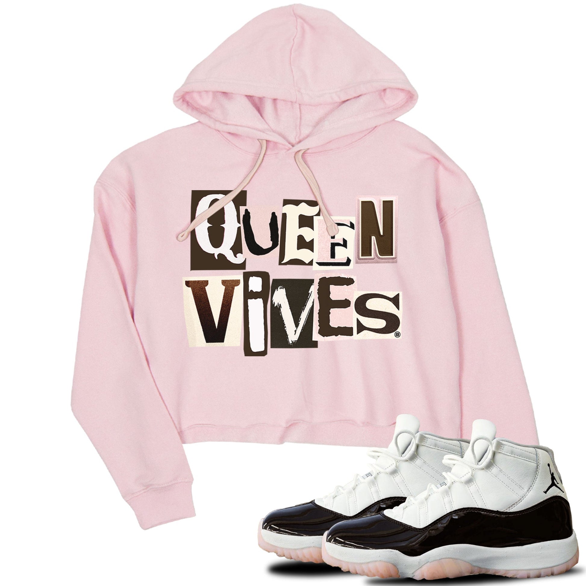 Air Jordan 11 Neapolitan shirt to match jordans Queen Vibes sneaker tees Jordan 11 WMNS Neapolitan SNRT Sneaker Release Tees Pink 1 Crop T-Shirt