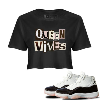Air Jordan 11 Neapolitan shirt to match jordans Queen Vibes sneaker tees Jordan 11 WMNS Neapolitan SNRT Sneaker Release Tees Black 1 Crop T-Shirt