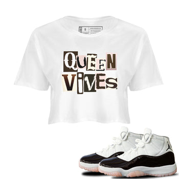 Air Jordan 11 Neapolitan shirt to match jordans Queen Vibes sneaker tees Jordan 11 WMNS Neapolitan SNRT Sneaker Release Tees White 1 Crop T-Shirt