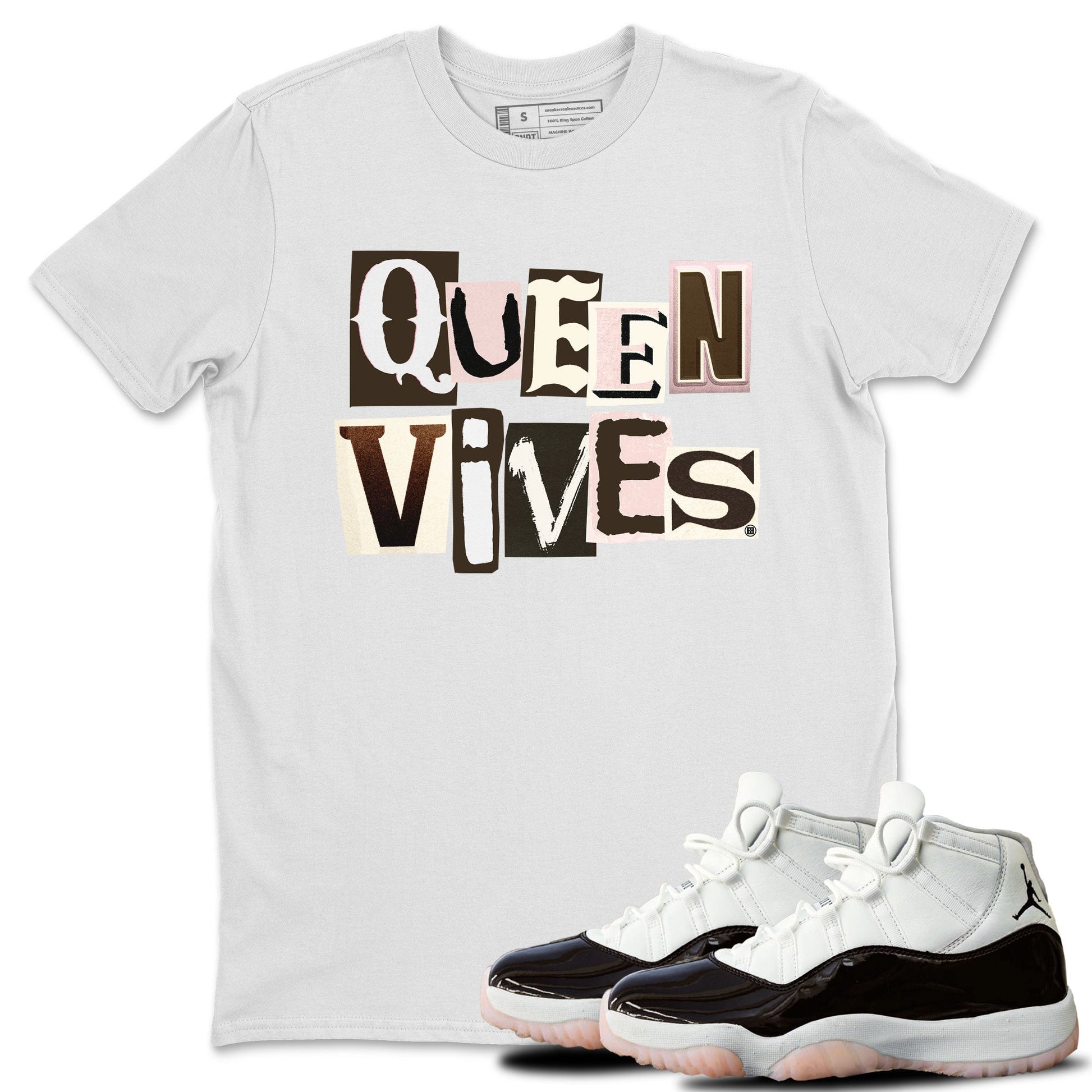 Air Jordan 11 Neapolitan shirt to match jordans Queen Vibes sneaker tees Jordan 11 WMNS Neapolitan SNRT Sneaker Release Tees Unisex White 1 T-Shirt