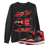 Air Jordan 1 Satin Bred Sneaker Match Tees Race Car Sneaker Tees Jordan 1 High OG Satin Bred Sneaker Release Tees Unisex Shirts Black 1