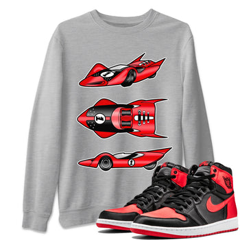 Air Jordan 1 Satin Bred Sneaker Match Tees Race Car Sneaker Tees Jordan 1 High OG Satin Bred Sneaker Release Tees Unisex Shirts Heather Grey 1