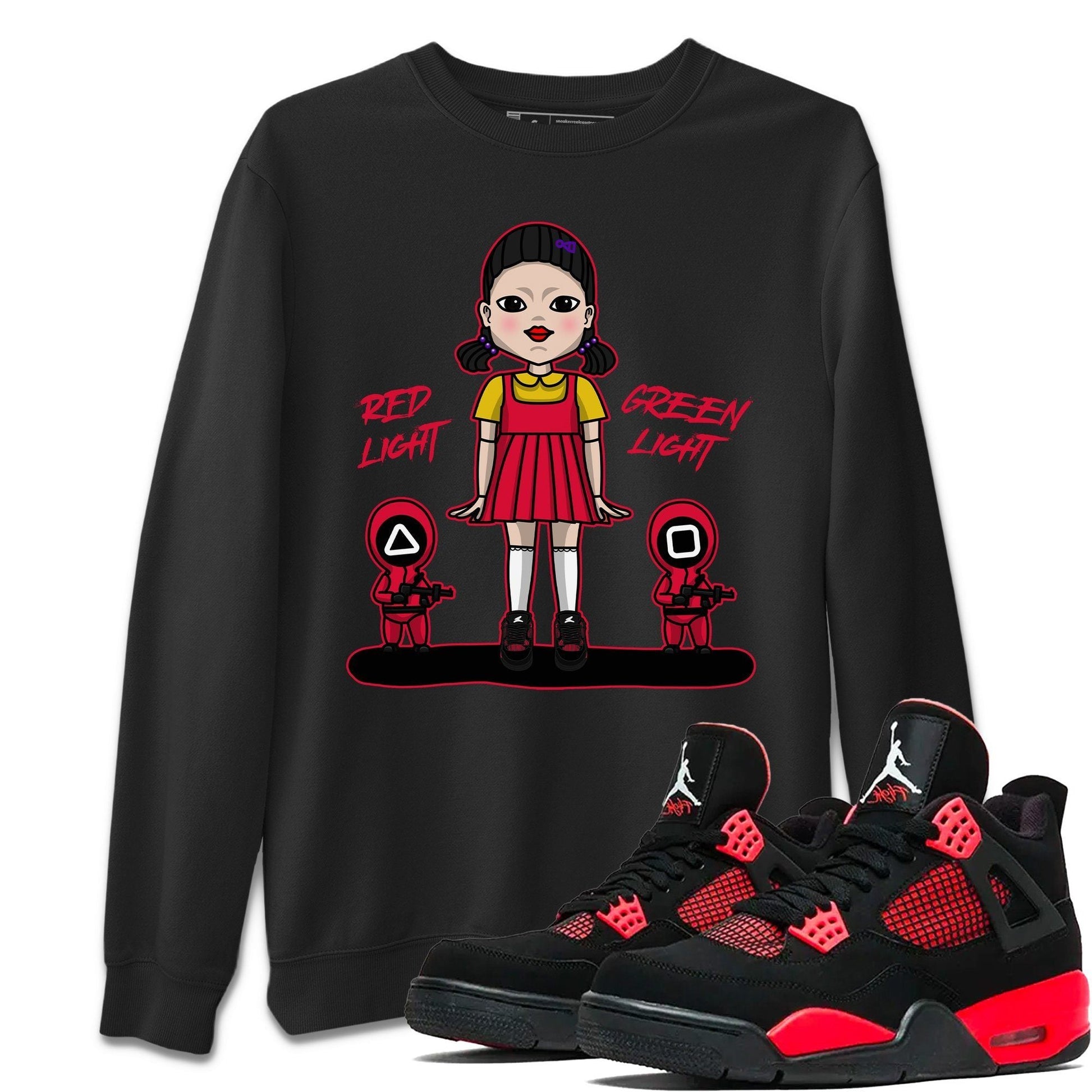 Jordan 4 Red Thunder Sneaker Match Tees Red Light Green Light Sneaker Tees Jordan 4 Red Thunder Sneaker Release Tees Unisex Shirts