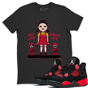 Jordan 4 Red Thunder Sneaker Match Tees Red Light Green Light Sneaker Tees Jordan 4 Red Thunder Sneaker Release Tees Unisex Shirts