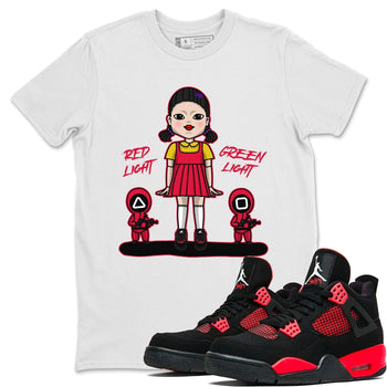 Jordan 4 Red Thunder Sneaker Match Tees Red Light Green Light Sneaker Tees Jordan 4 Red Thunder Sneaker Release Tees Unisex Shirts