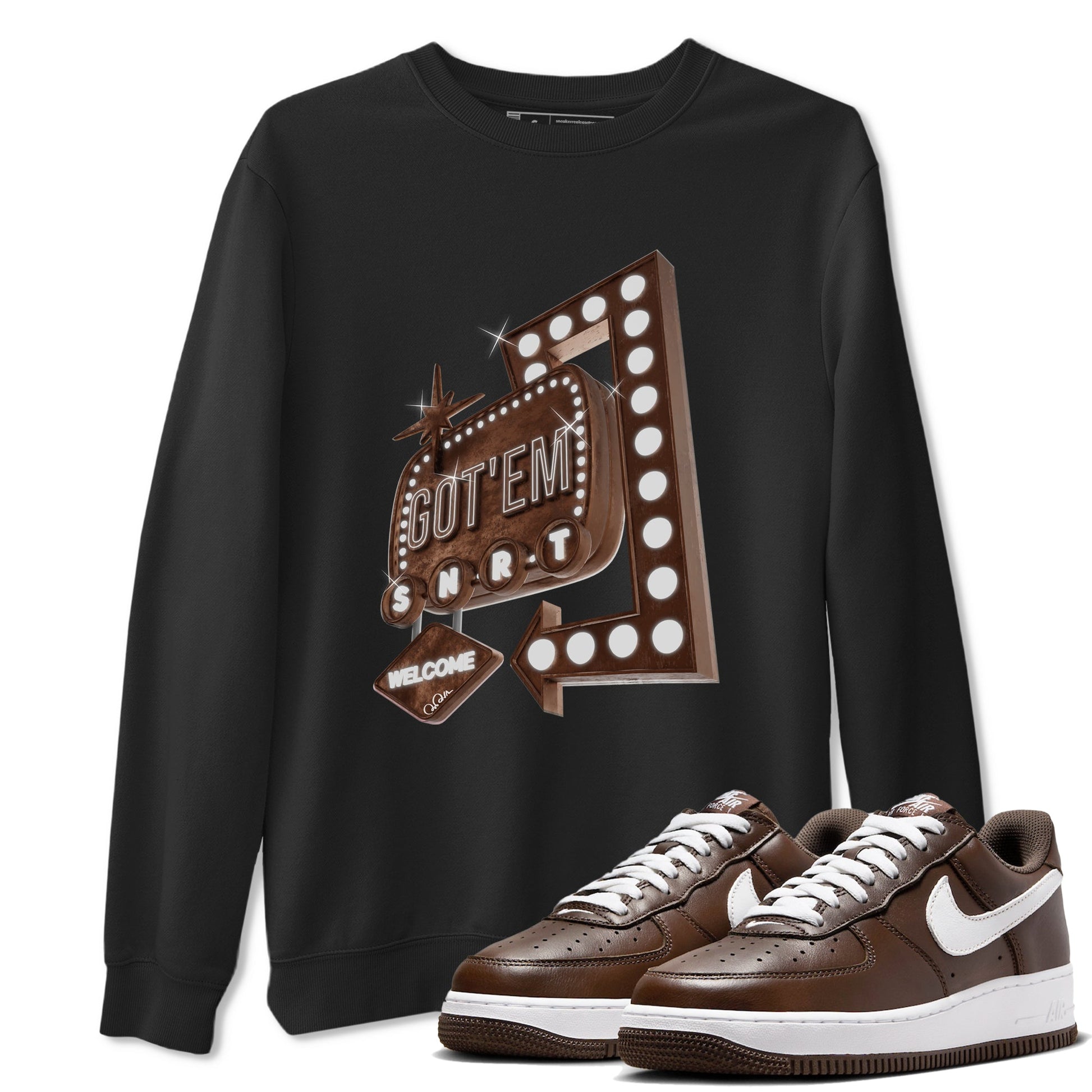 Air Force Low Chocolate shirt to match jordans Retro Leon Sign sneaker tees chocolate Nike Air Force Low Chocolate SNRT Sneaker Release Tees Unisex Black 1 T-Shirt