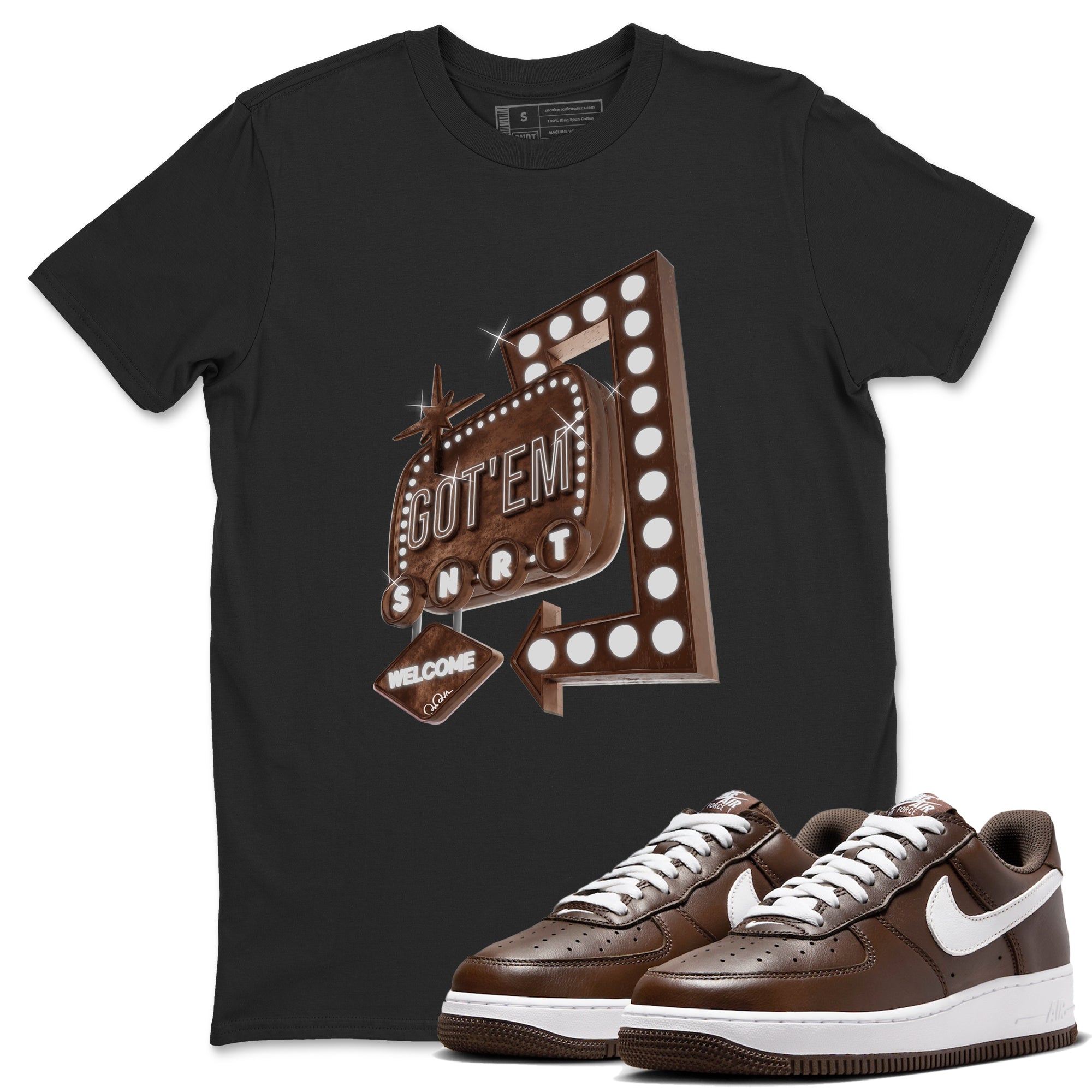 Air Force Low Chocolate shirt to match jordans Retro Leon Sign sneaker tees chocolate Nike Air Force Low Chocolate SNRT Sneaker Release Tees Unisex Black 1 T-Shirt