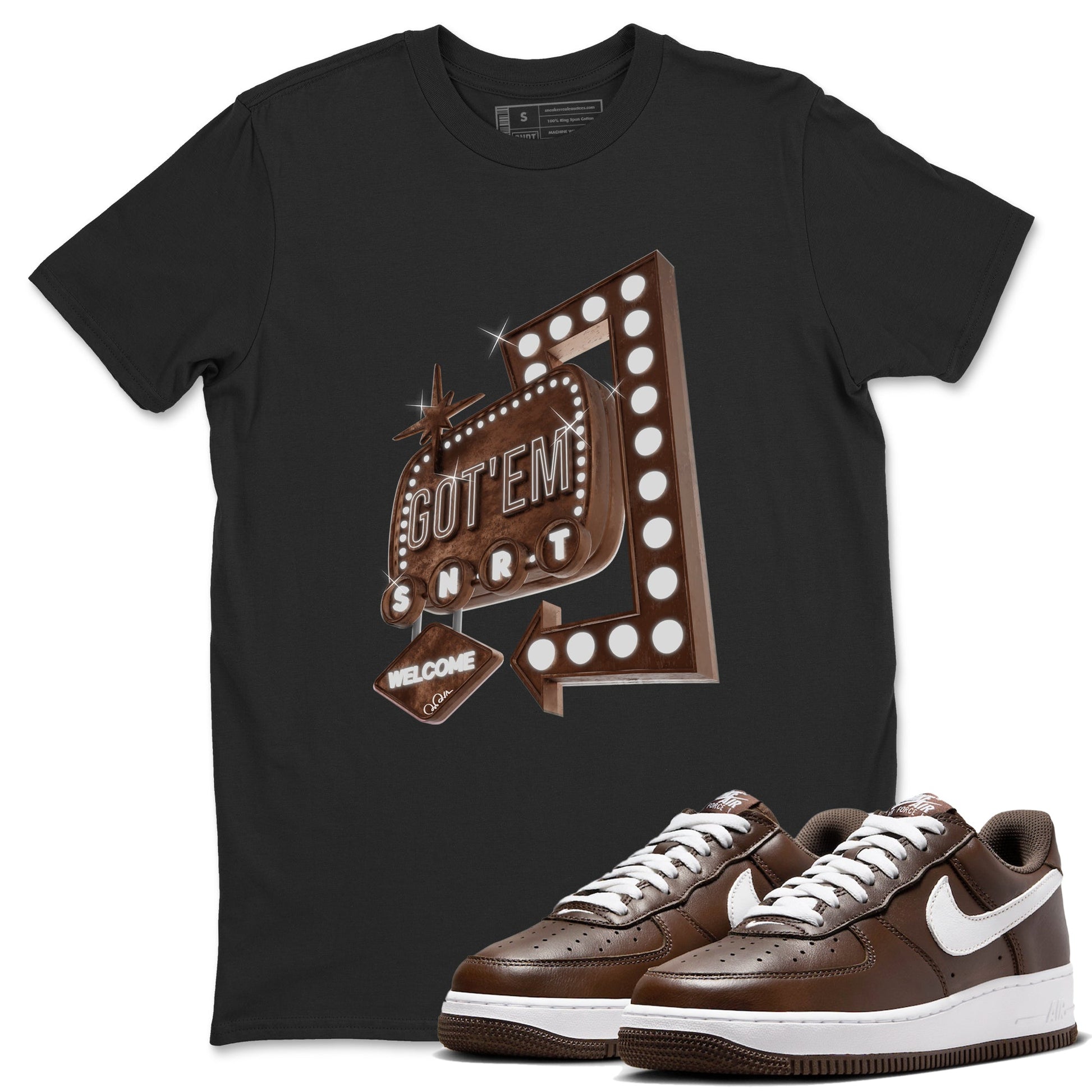 Air Force Low Chocolate shirt to match jordans Retro Leon Sign sneaker tees chocolate Nike Air Force Low Chocolate SNRT Sneaker Release Tees Unisex Black 1 T-Shirt