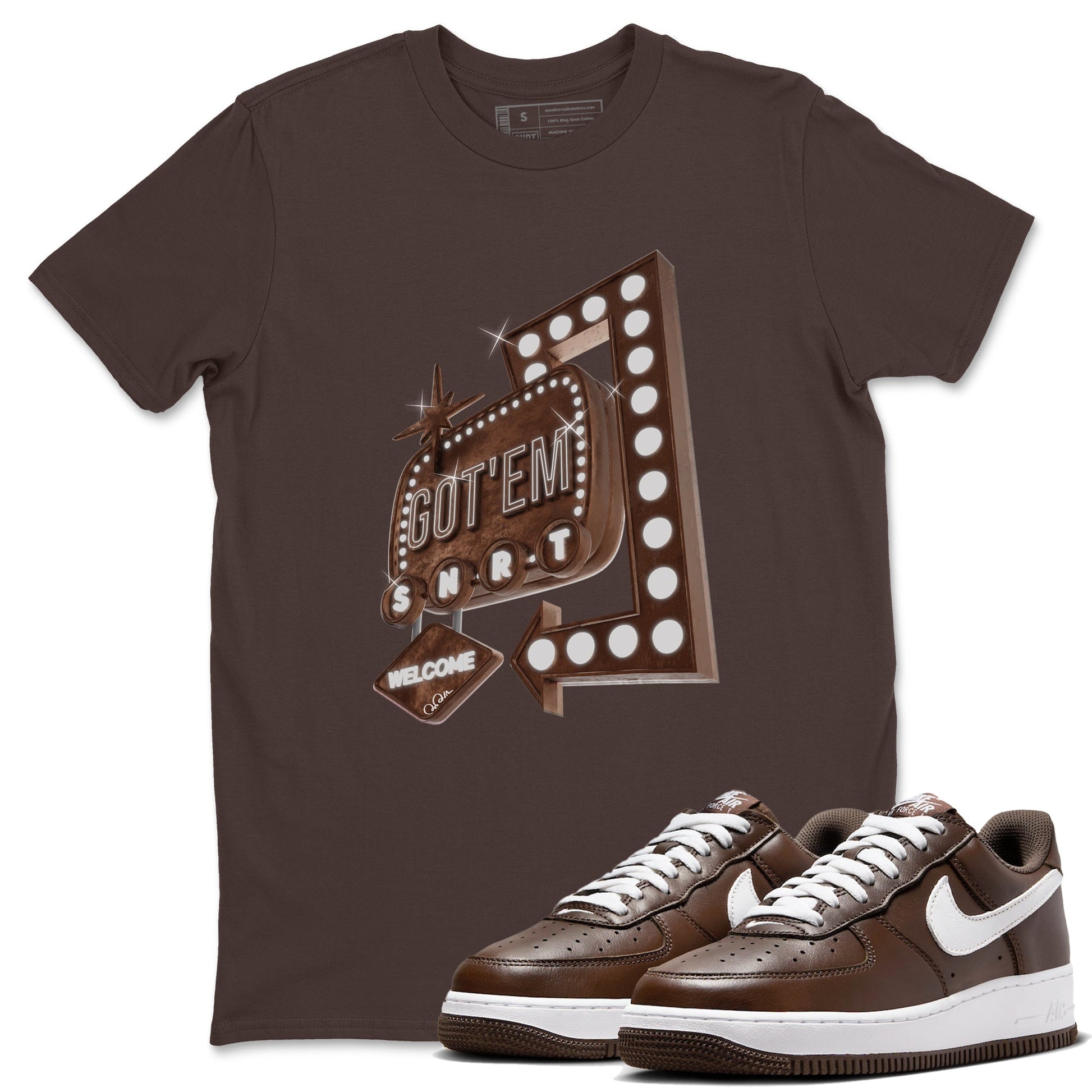 Air Force Low Chocolate shirt to match jordans Retro Leon Sign sneaker tees chocolate Nike Air Force Low Chocolate SNRT Sneaker Release Tees Unisex Dark Chocolate 1 T-Shirt