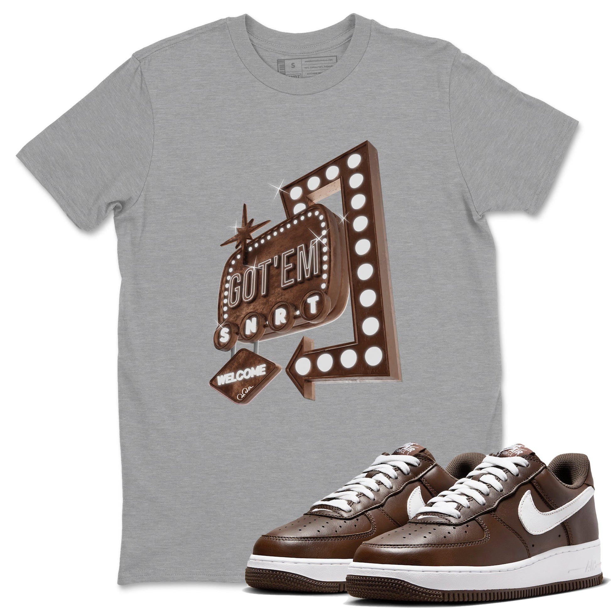 Air Force Low Chocolate shirt to match jordans Retro Leon Sign sneaker tees chocolate Nike Air Force Low Chocolate SNRT Sneaker Release Tees Unisex Heather Grey 1 T-Shirt