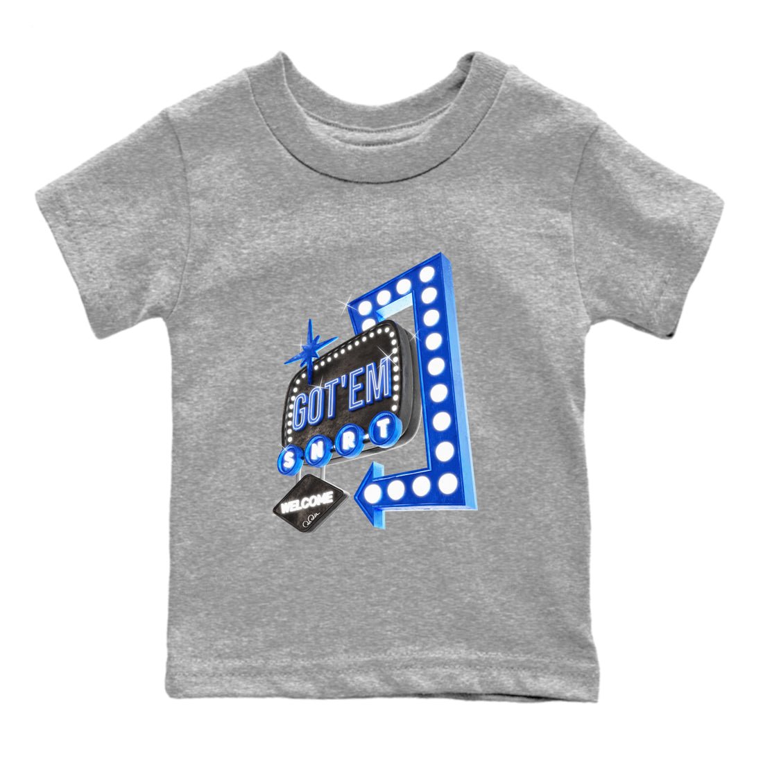 Air Jordan 1 Royal Reimagined shirt to match jordans Retro Neon Sign sneaker tees AJ1 Royal Reimagined SNRT Sneaker Release Tees Baby Toddler Heather Grey 2 T-Shirt