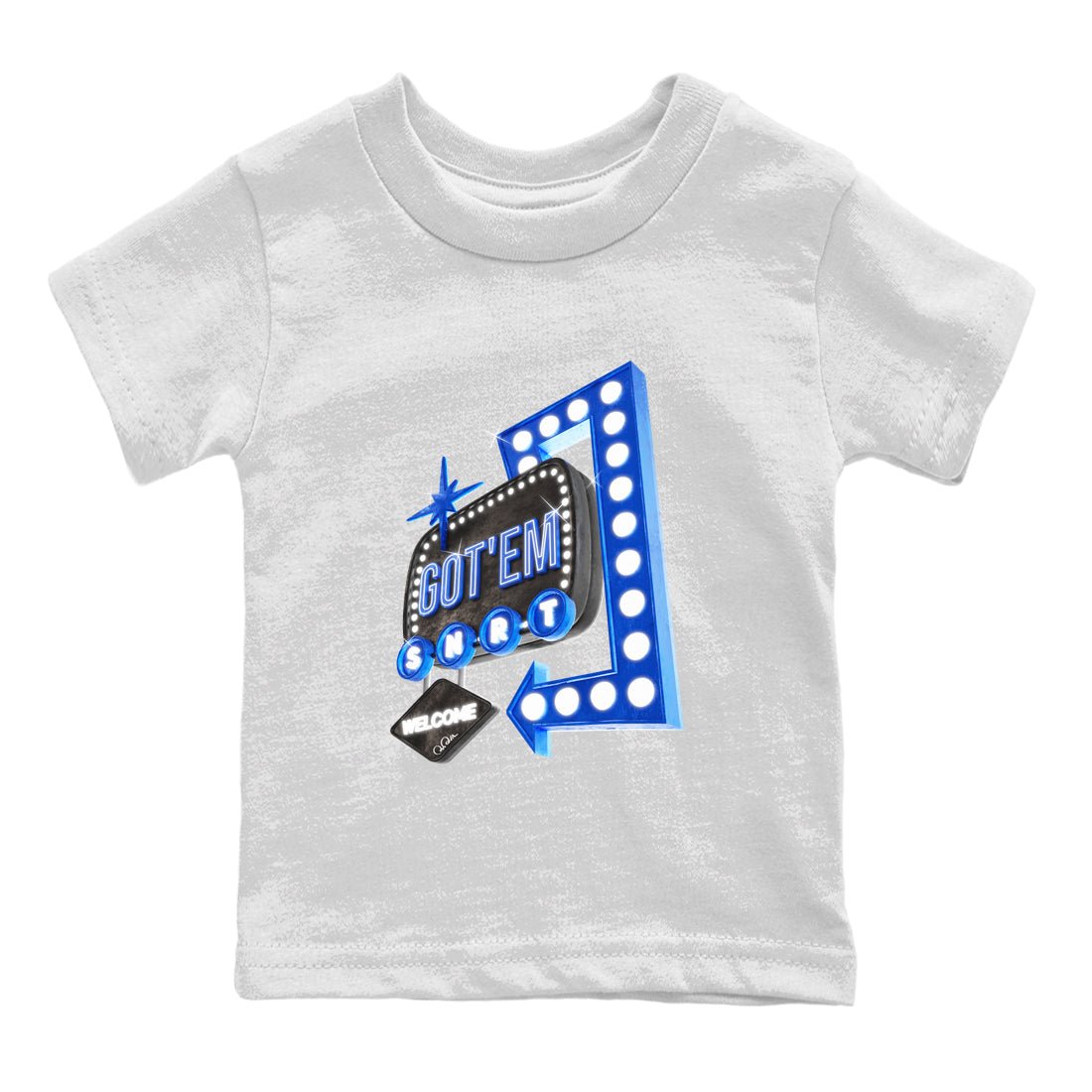 Air Jordan 1 Royal Reimagined shirt to match jordans Retro Neon Sign sneaker tees AJ1 Royal Reimagined SNRT Sneaker Release Tees Baby Toddler White 2 T-Shirt