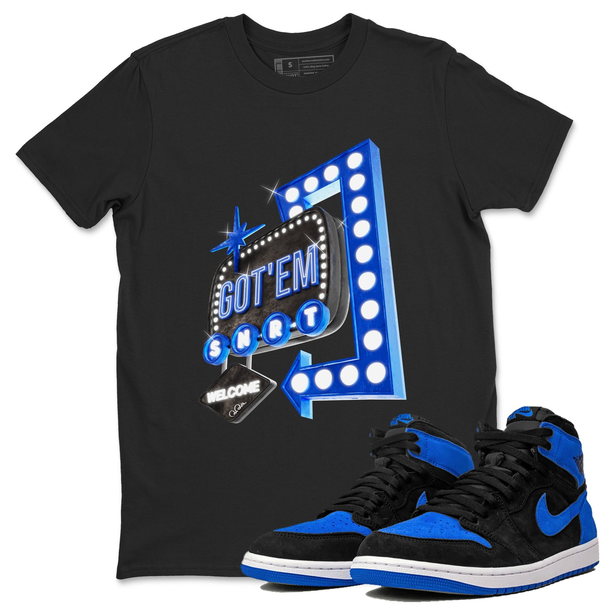 Air Jordan 1 Royal Reimagined shirt to match jordans Retro Neon Sign sneaker tees AJ1 Royal Reimagined SNRT Sneaker Release Tees Unisex Black 1 T-Shirt