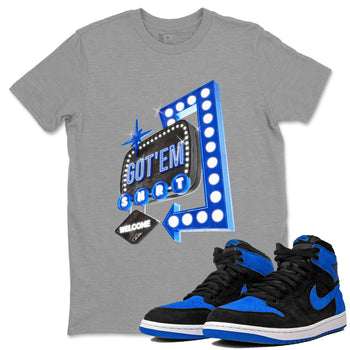 Air Jordan 1 Royal Reimagined shirt to match jordans Retro Neon Sign sneaker tees AJ1 Royal Reimagined SNRT Sneaker Release Tees Unisex Heather Grey 1 T-Shirt