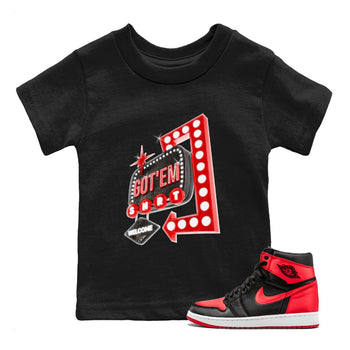 Air Jordan 1 Satin Bred shirt to match jordans Retro Neon Sign sneaker tees AJ1 Satin Bred SNRT Sneaker Release Tees Baby Toddler Black 1 T-Shirt