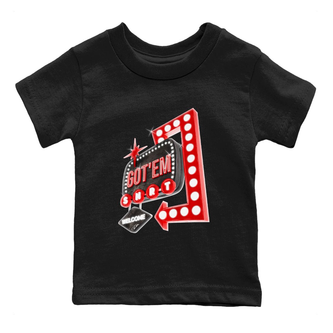 Air Jordan 1 Satin Bred shirt to match jordans Retro Neon Sign sneaker tees AJ1 Satin Bred SNRT Sneaker Release Tees Baby Toddler Black 2 T-Shirt