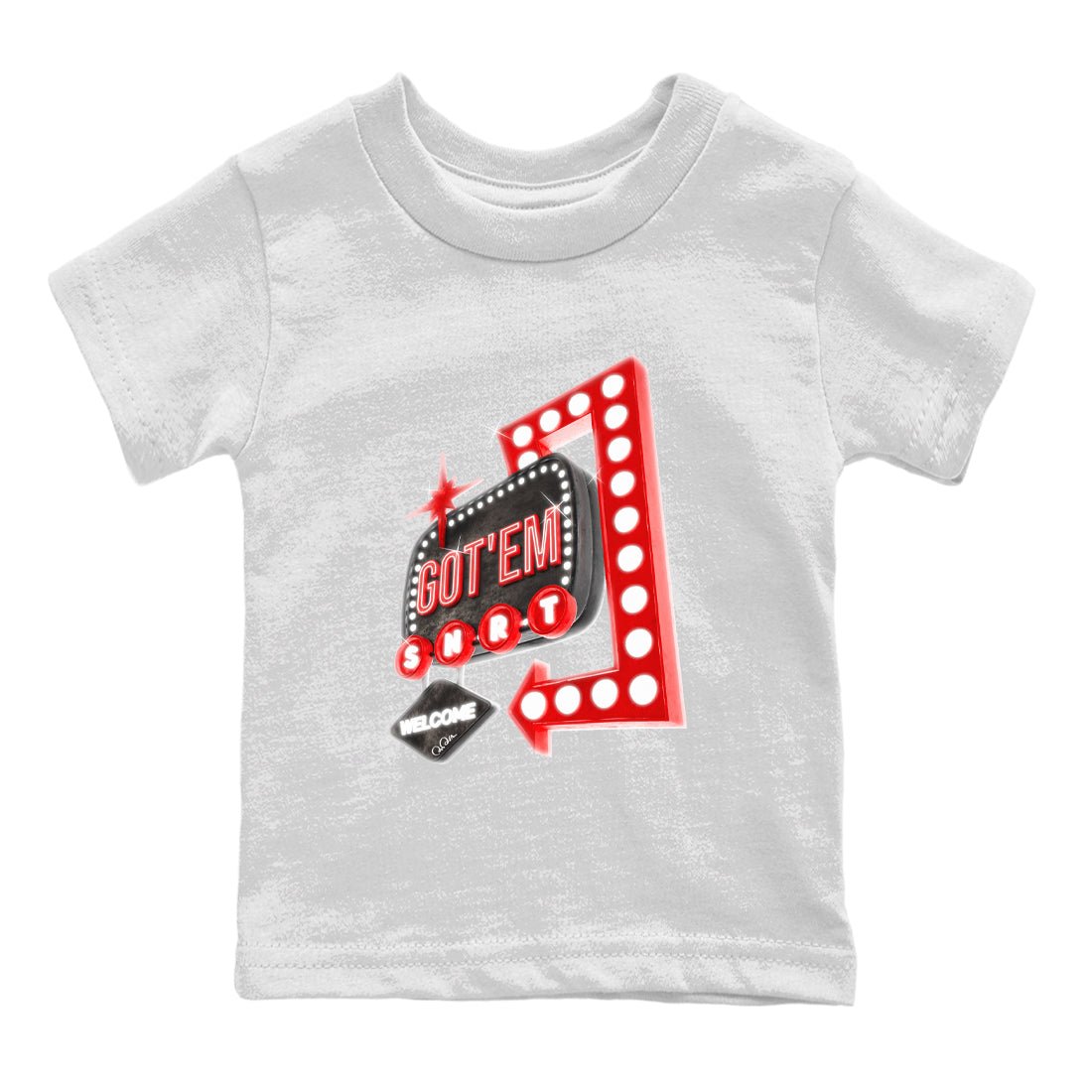 Air Jordan 1 Satin Bred shirt to match jordans Retro Neon Sign sneaker tees AJ1 Satin Bred SNRT Sneaker Release Tees Baby Toddler White 2 T-Shirt