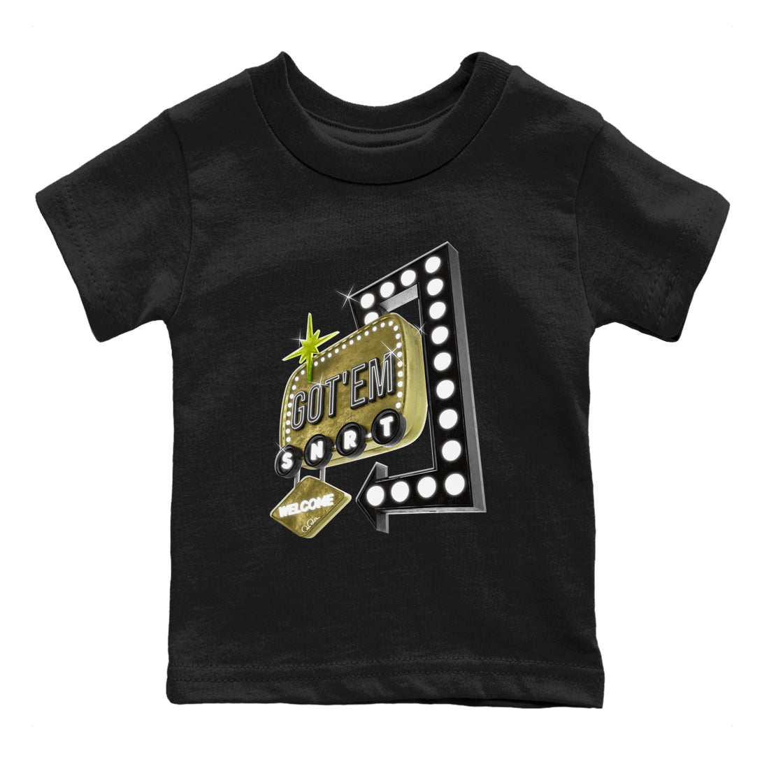 Air Jordan 1 Travis Scott Golf Olive shirt to match jordans Retro Neon Sign sneaker tees AJ1 Travis Scott Golf Olive SNRT Sneaker Release Tees Baby Toddler Black 2 T-Shirt