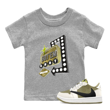 Air Jordan 1 Travis Scott Golf Olive shirt to match jordans Retro Neon Sign sneaker tees AJ1 Travis Scott Golf Olive SNRT Sneaker Release Tees Baby Toddler Heather Grey 1 T-Shirt