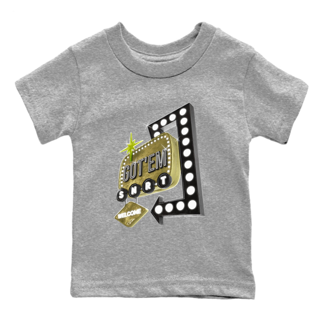 Air Jordan 1 Travis Scott Golf Olive shirt to match jordans Retro Neon Sign sneaker tees AJ1 Travis Scott Golf Olive SNRT Sneaker Release Tees Baby Toddler Heather Grey 2 T-Shirt