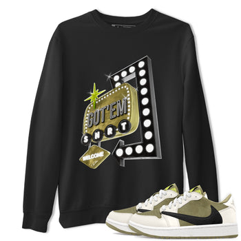 Air Jordan 1 Travis Scott Golf Olive shirt to match jordans Retro Neon Sign sneaker tees AJ1 Travis Scott Golf Olive SNRT Sneaker Release Tees Unisex Black 1 T-Shirt