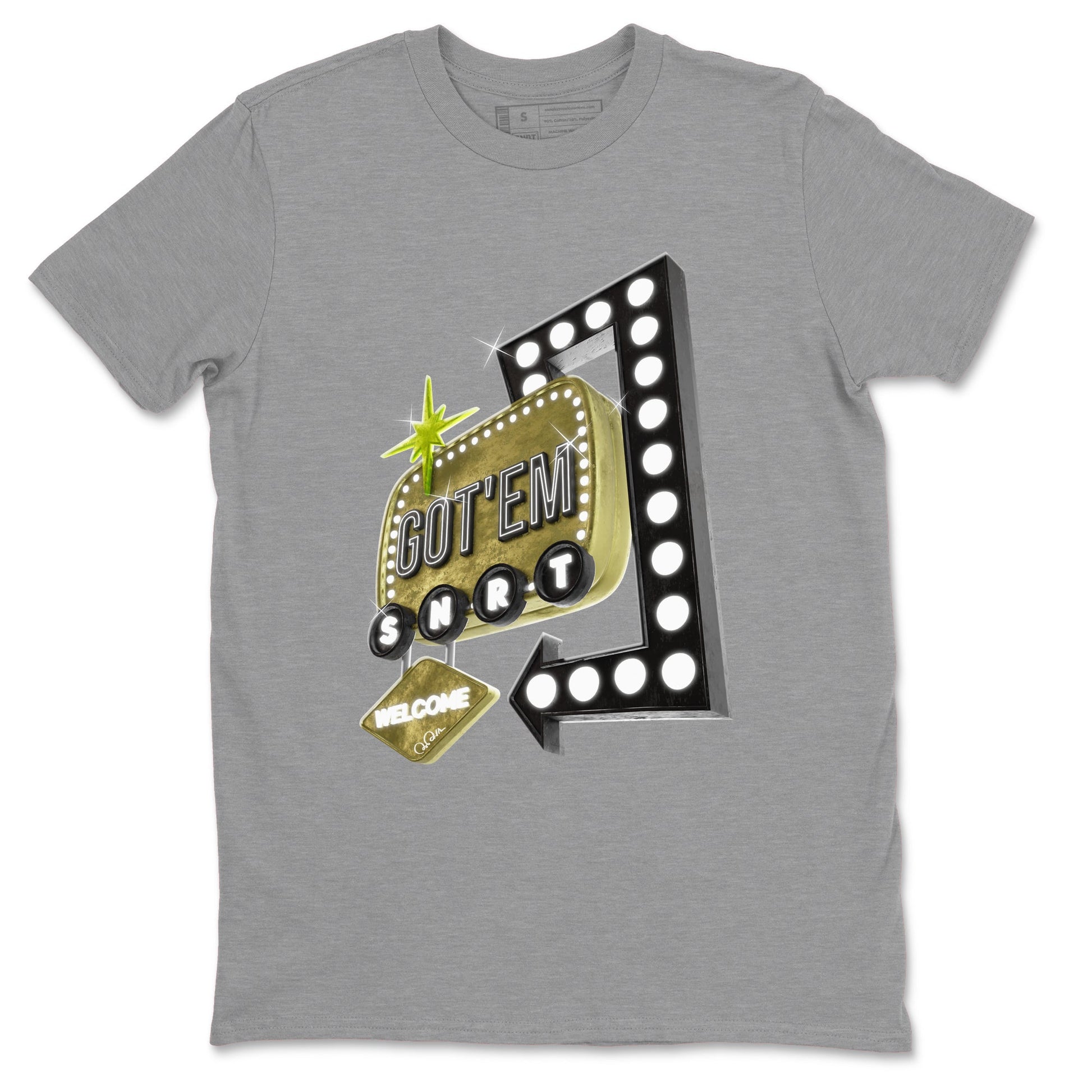 Air Jordan 1 Travis Scott Golf Olive shirt to match jordans Retro Neon Sign sneaker tees AJ1 Travis Scott Golf Olive SNRT Sneaker Release Tees Unisex Heather Grey 2 T-Shirt