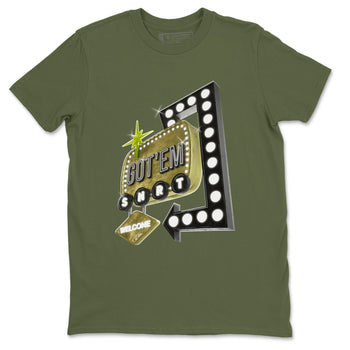 Air Jordan 1 Travis Scott Golf Olive shirt to match jordans Retro Neon Sign sneaker tees AJ1 Travis Scott Golf Olive SNRT Sneaker Release Tees Unisex Military Green 2 T-Shirt