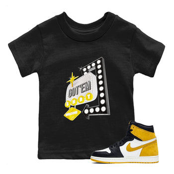 1s Yellow Ochre shirt to match jordans Retro Neon Sign sneaker tees Air Jordan 1 Yellow Ochre SNRT sneaker release tees baby toddler Black 1 cotton Shirt