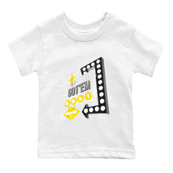 1s Yellow Ochre shirt to match jordans Retro Neon Sign sneaker tees Air Jordan 1 Yellow Ochre SNRT sneaker release tees baby toddler White 2 cotton Shirt
