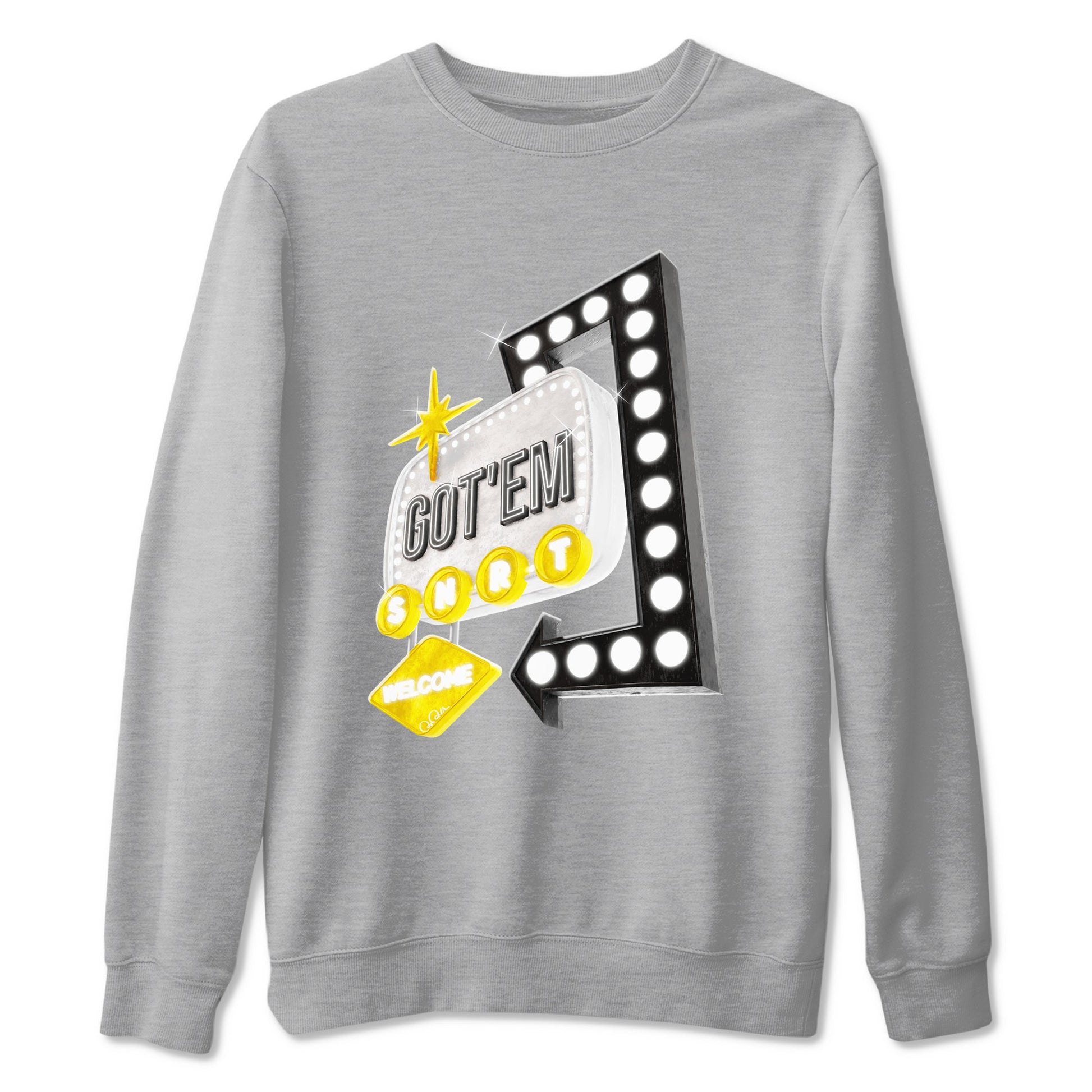 1s Yellow Ochre shirt to match jordans Retro Neon Sign sneaker tees Air Jordan 1 Yellow Ochre SNRT Sneaker Release Tees unisex cotton Heather Grey 2 crew neck shirt
