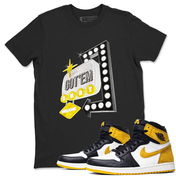 1s Yellow Ochre shirt to match jordans Retro Neon Sign sneaker tees Air Jordan 1 Yellow Ochre SNRT Sneaker Release Tees unisex cotton Black 1 crew neck shirt