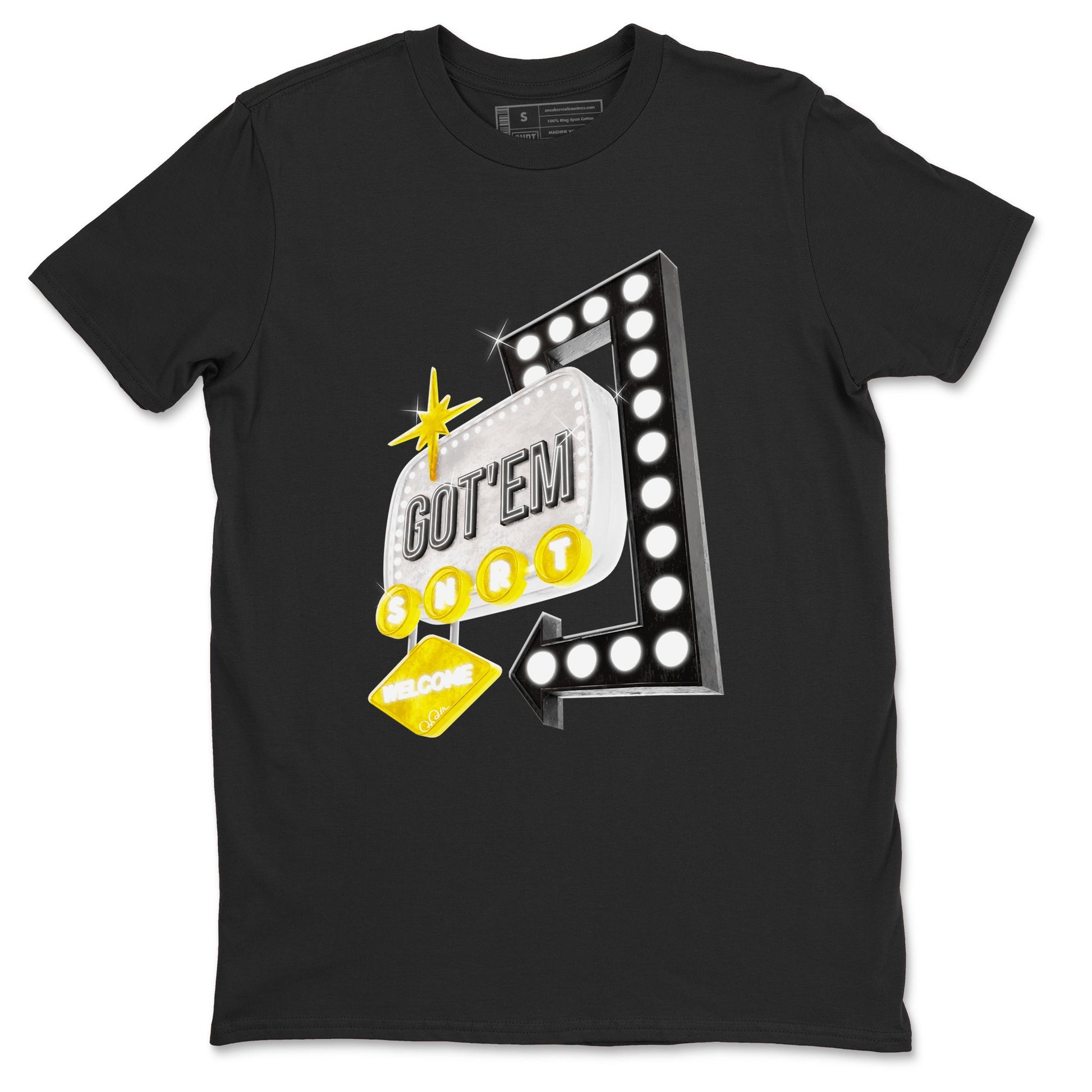 1s Yellow Ochre shirt to match jordans Retro Neon Sign sneaker tees Air Jordan 1 Yellow Ochre SNRT Sneaker Release Tees unisex cotton Black 2 crew neck shirt